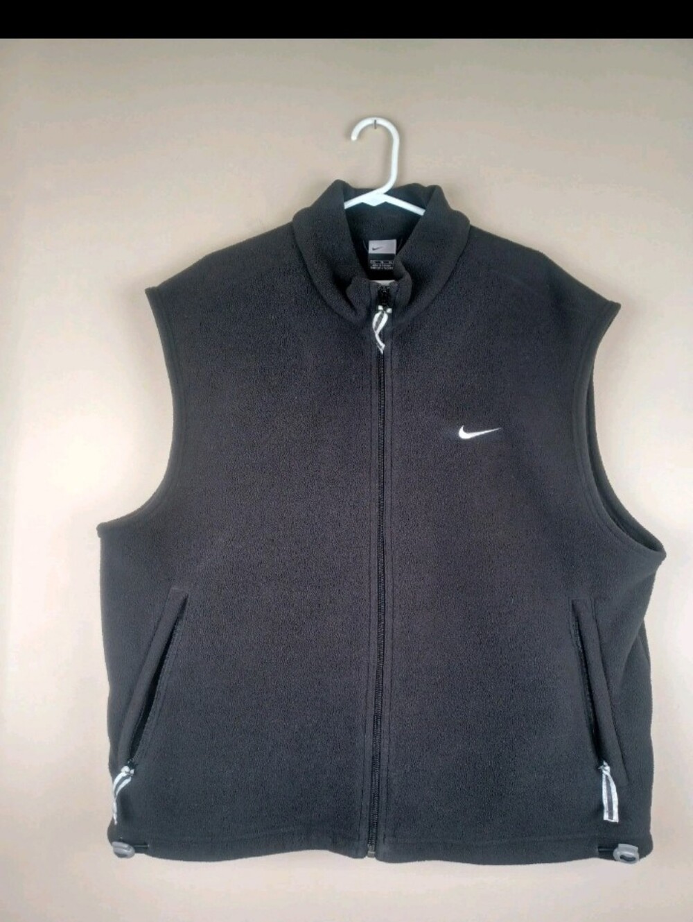 Vintage Nike Silver Tag Fleece Vest Black Embroidered Logo Mens XL Full Zip